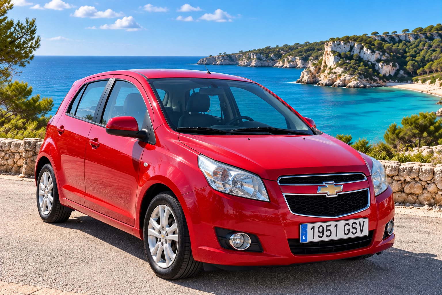 Coche de alquiler recorriendo la costa de Menorca